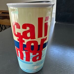 Starbucks Red and Blue Ceramic California Mug Dining Collection